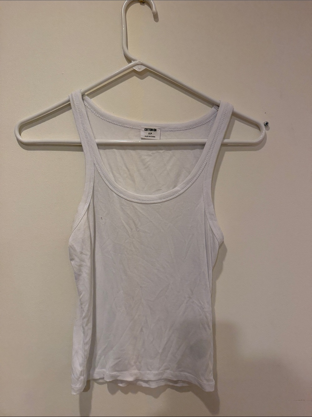 Cotton On White Ribbed Scoop Neck Tank